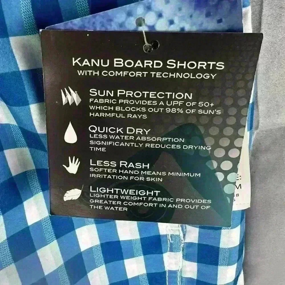 new NWT Kanu Surf Men's Swim Trunks Blue Checkered Size Medium - Picture 8 of 8